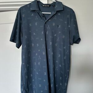 Men's Polo Travis Mathew pattern Blue beers/Tropical Print